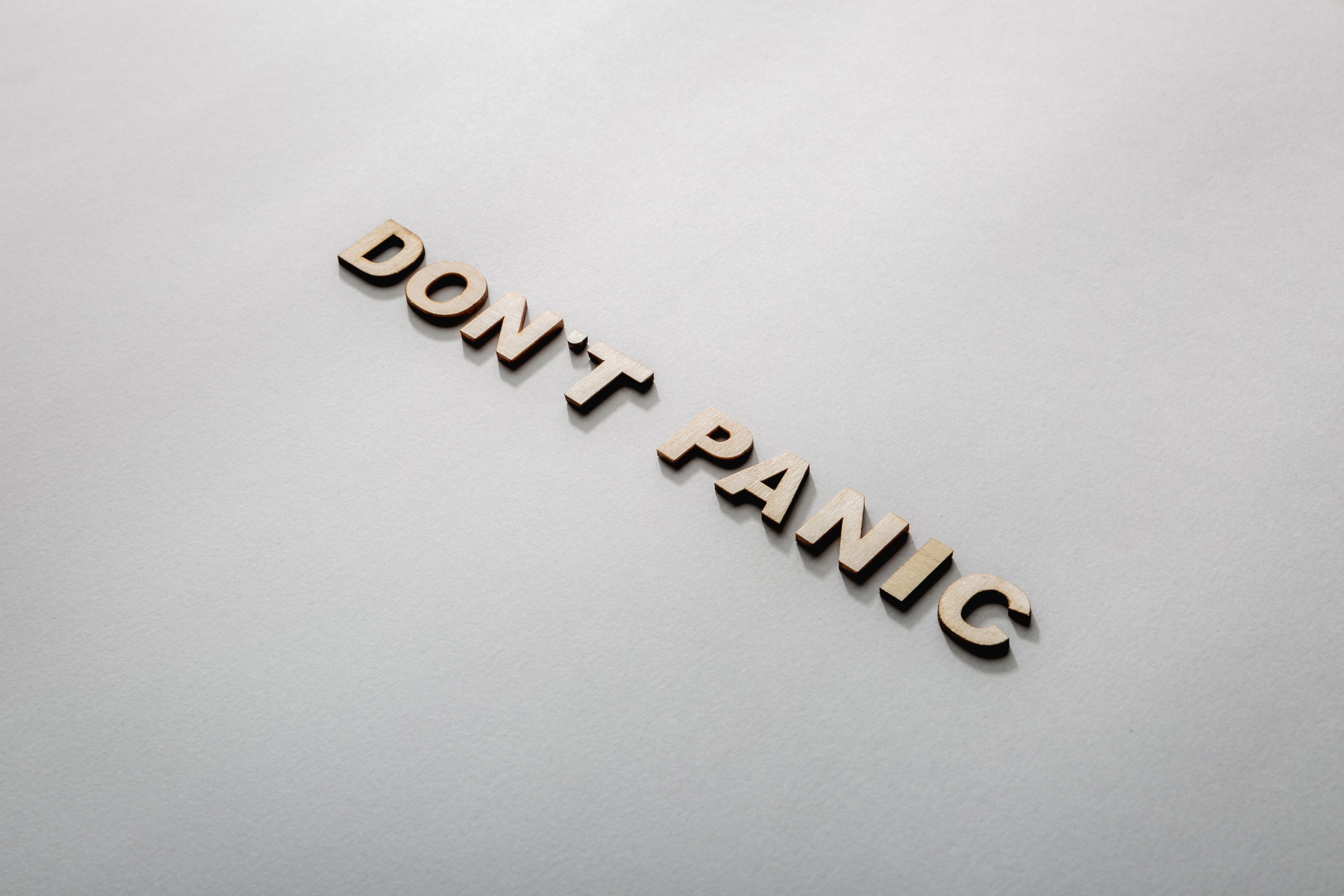 Don't panic in woorden